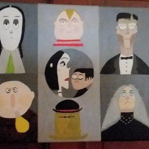 One of A Kind, Unframed Acrylic Painting of the Addams Family Free Shipping,